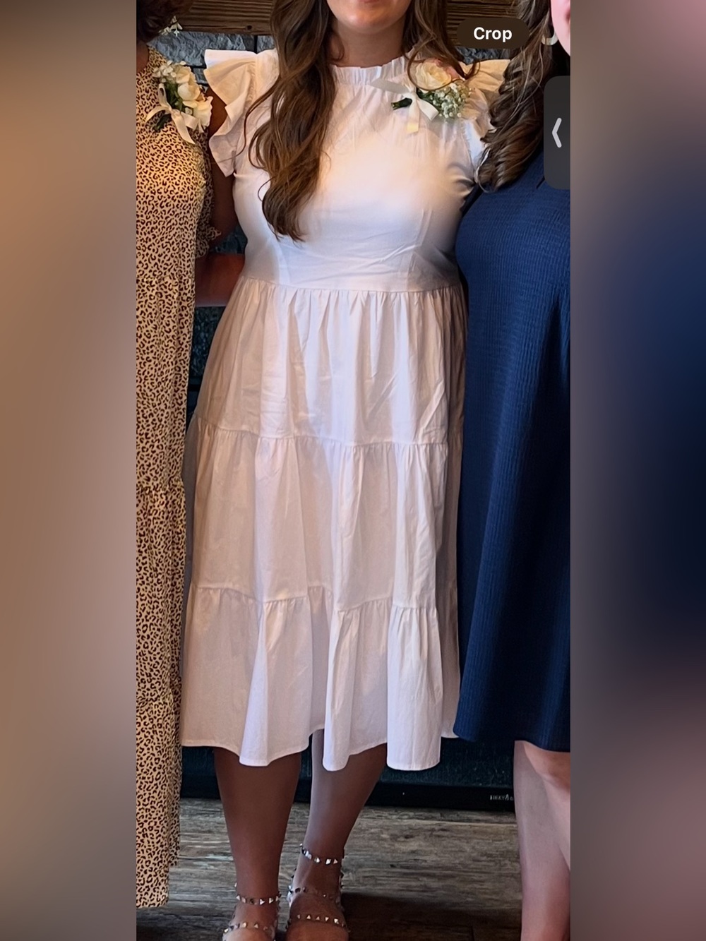 White baby doll Ruffle Sleeve Tiered Midi Dress 14